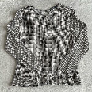 MANGO Ruffle Blouse Allover Print Medium